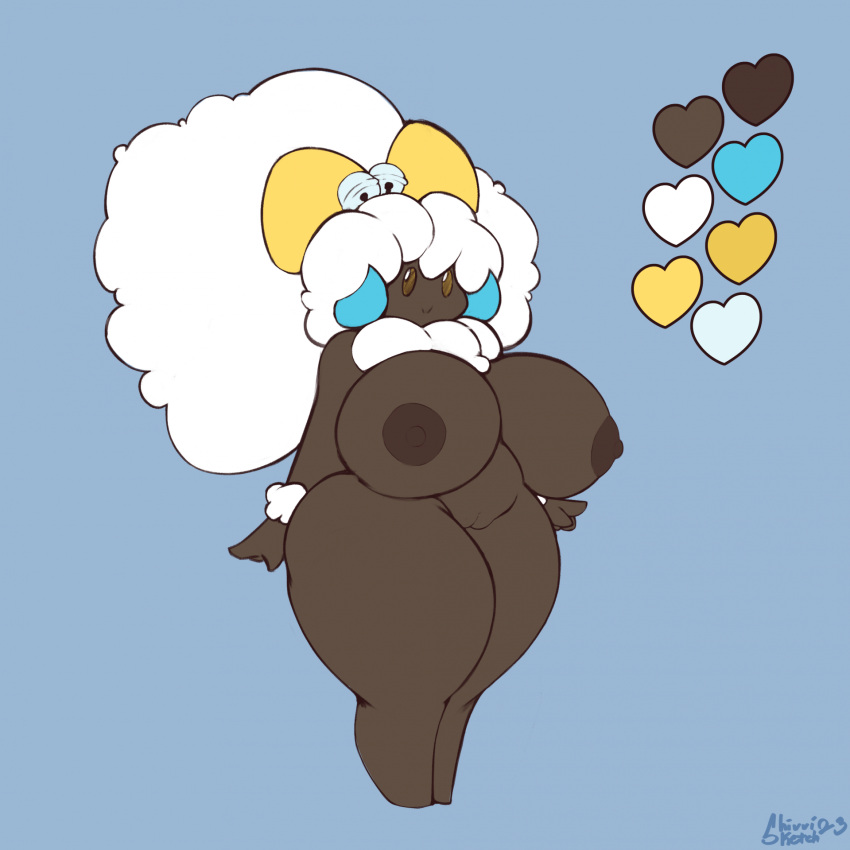 anthro bells big_ass big_belly big_breasts breasts dark-skinned_female female female_only flora_fauna hi_res nude nude_female pokémon_(species) pokemon pussy shiny_pokemon shiny_whimsicott shivvisketch tagme thick_thighs whimsicott wide_hips