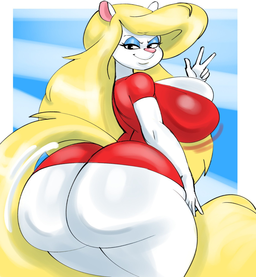 1girls animaniacs anthro ass back_view big_ass big_breasts big_butt breasts bubble_ass bubble_butt fat_ass fat_butt geebie33 huge_ass huge_butt minerva_mink thick_ass thick_butt thick_thighs