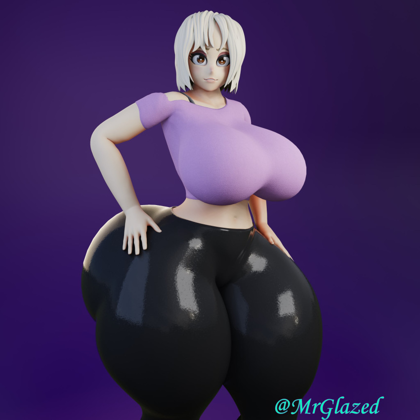 3d big_ass big_breasts blonde_hair carmen_and_kelsie fanart female fully_clothed huge_ass huge_breasts kelsie_daniels large_ass large_breasts light_skin mrglazed pants solo thick_thighs wide_hips