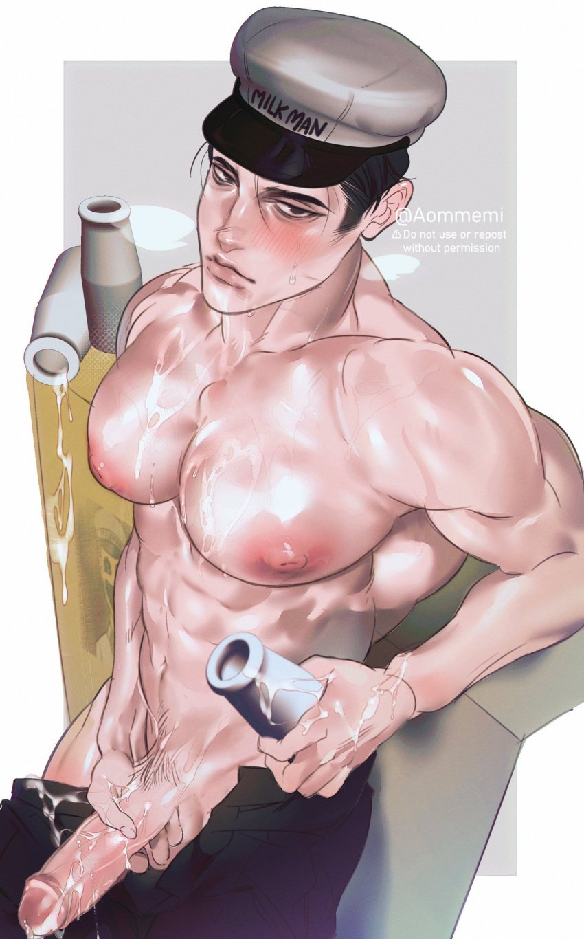 aommemi bara blush cum francis_mosses male male_focus male_only manboobs masturbation milk milkman muscular muscular_male nipples semen semen_on_body solo_male sweat that's_not_my_neighbor wanking