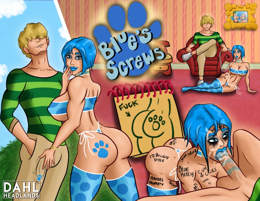 :>= big_ass big_breasts big_penis bikini bikini_bottom bimbo bitch_taken_for_walk blonde_hair_male blowjob blowjob_face blue blue_eyes blue_hair blue_lipstick bob_cut body_writing bodywriting chair cock_worship collar comic_page corruption cum_on_face dahlheadlands face_fucking female hetero imminent_sex leash lipstick lipstick_on_penis lipstick_smear male male/female maledom nickelodeon original_character pawprint pawprint_marking pawprint_tattoo penis_bulge penis_covering_eyes piercing running_mascara runny_makeup short_hair spots stockings stripes submissive_female sucking_penis suggestive tally_marks tears thighhighs thong_bikini tubetop v_sign