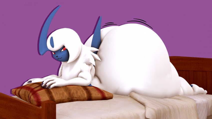 1boy absol ass bed big_ass big_butt bottom_heavy cindablimp male male_only non-human non-human_only pokémon_(species) pokemon pokemon_(species) seductive_look wiggling_ass