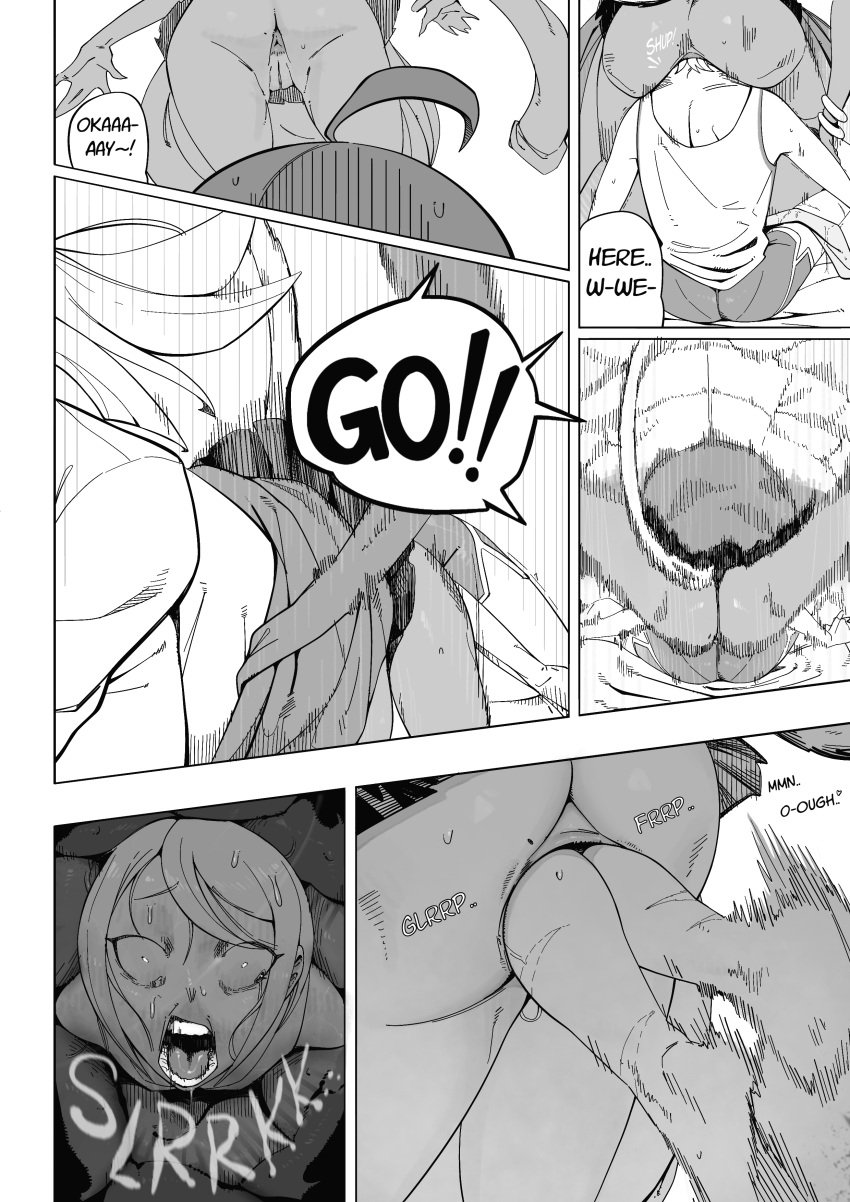 2girls anal_vore anus ass comic dark-skinned_female dark_skin english_text female_pred female_prey gyaru head_first internal internal_view mean_pred mocco_(rasha) monochrome original original_character original_characters page_9 pussy rasha_(artist) school_uniform tan_skin text text_bubble unwilling_prey vore vore_comic