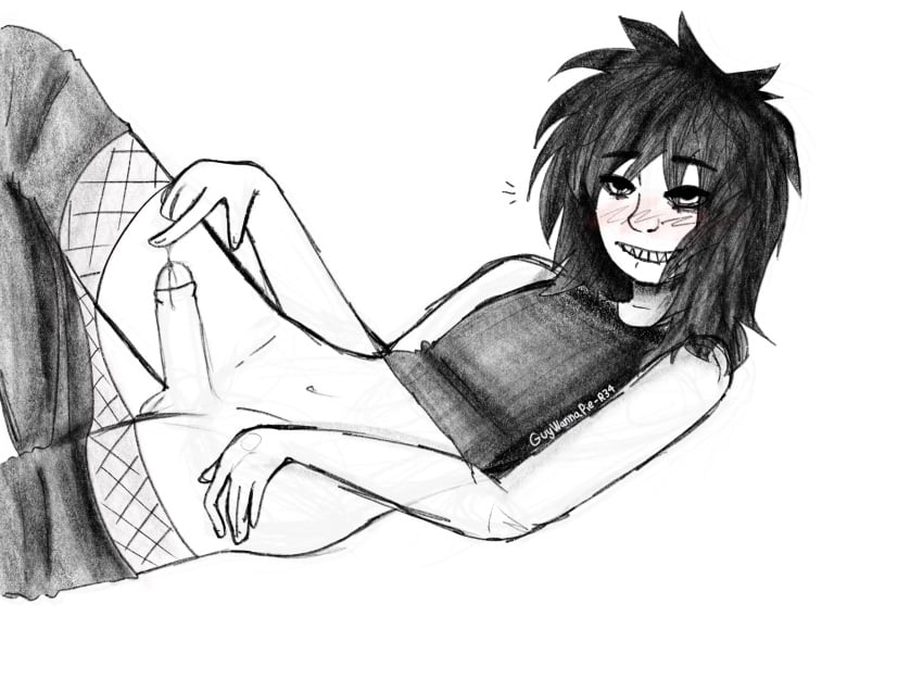 androgynous commission emo made_by_pieguy oc original_character penis precum skinny staring straight_male teasing