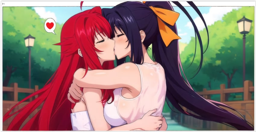 ai_generated akeno_himejima girl_on_girl high_school_dxd lesbian_couple lesbian_kiss rias_gremory yuri yuri yuri