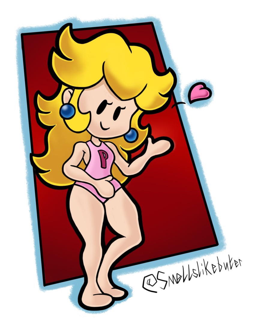 barefoot big_hips heart leotard long_legs looking_at_viewer mario_(series) nintendo official_style paper_mario paper_peach princess_peach smellslikebuter waving