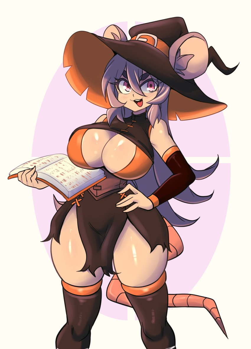 big_breasts breasts cleavage female furry huge_breasts lucyfercomic mouse_ears mouse_girl mouse_tail thick_thighs wide_hips witch_hat