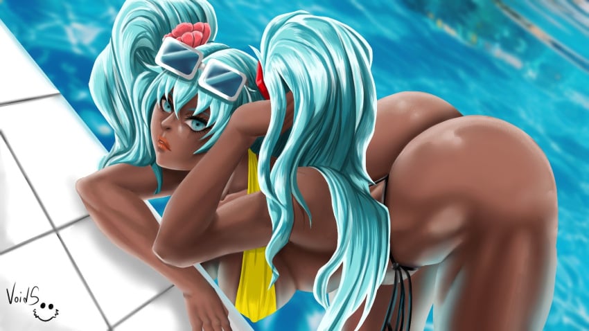 ass big_ass blue_eyes blue_hair brazil brazilian brazilian_female brazilian_miku brown_skin bubble_ass bubble_butt busty fat_ass female female_focus female_only hatsune_miku hourglass_figure long_hair pool poolside shades shades_above_head sunglasses sunglasses_on_head tagme tan tan_body tan_skin thick_ass thick_thighs twintails vocaloid voids wide_hips