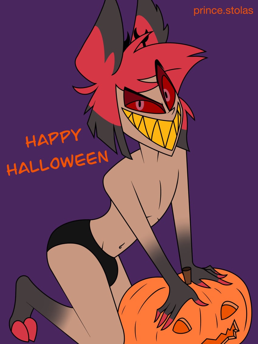 alastor_(hazbin_hotel) boner boner_in_underwear deer halloween hazbin_hotel male pointy_chin pumpkin