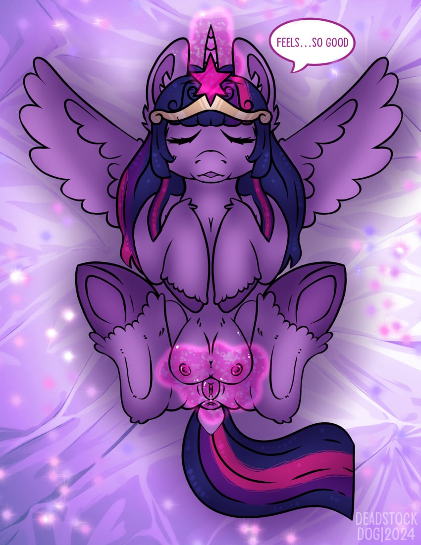 alicorn anatomically_correct anatomically_correct_genitalia anatomically_correct_pussy animal_genitalia animal_pussy anus bed blue_hair blush blush_lines bodily_fluids breasts clitoris closed_eyes crown deadstockdog equid equine equine_genitalia equine_pussy feet female feral foot_fetish friendship_is_magic furniture genital_fluids genitals hair hasbro headgear hi_res hooves horn horse horse_tail magic magic_user mammal masturbation mlp_g3 my_little_pony mythological_creature mythological_equine mythology nipples open_mouth pink_hair pink_nipples pony presenting presenting_pussy princess purple_body pussy raised_hoof recent royalty shy solo tiara twilight_sparkle_(mlp) wings