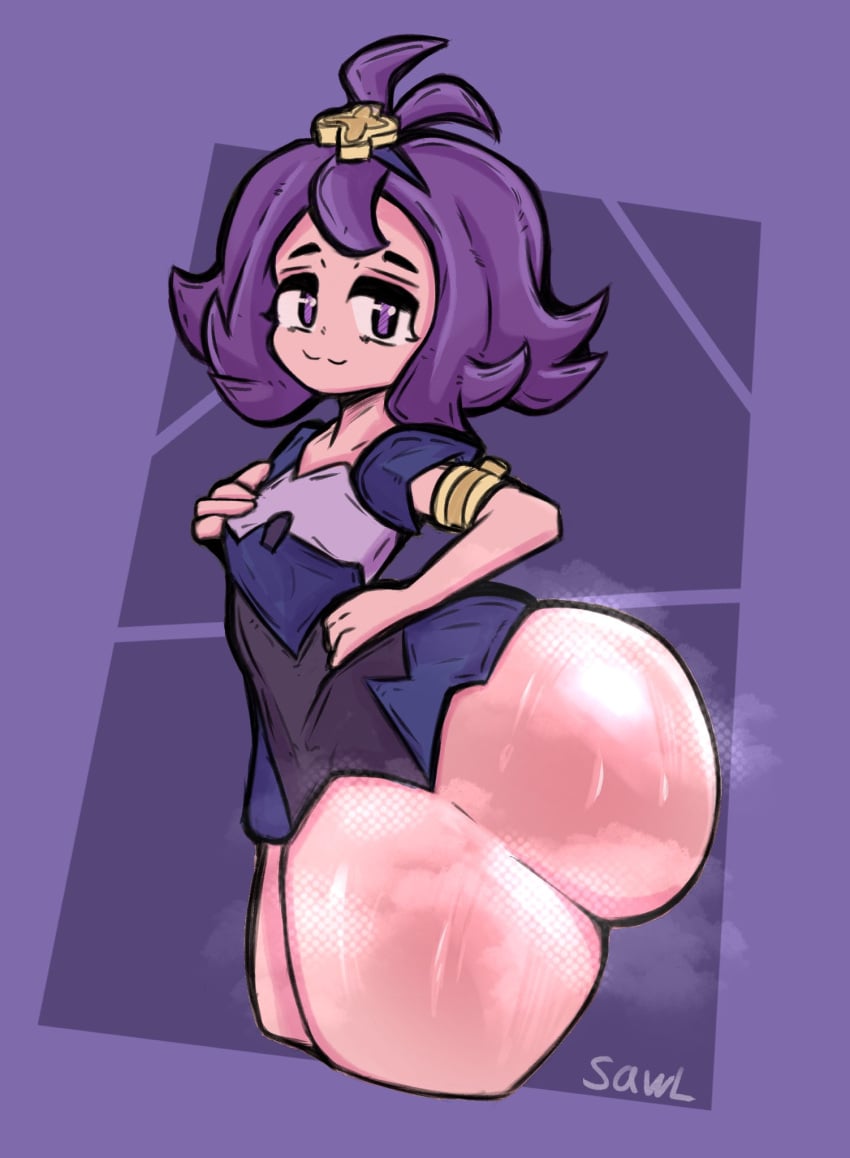 1girls acerola_(pokemon) female female_only gamefreak huge_ass human hyper_ass hyper_butt massive_ass nintendo notsawl pokemon pokemon_sm purple_eyes purple_hair solo sweat sweating