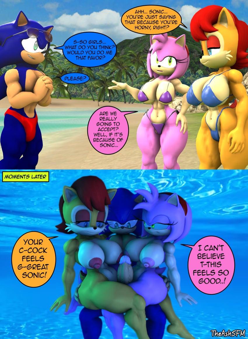 1boy 2girls 2girls1boy amy_rose archie_comics ash555 beach bikini female male naked_female sally_acorn sega sonic_(series) sonic_the_hedgehog sonic_the_hedgehog_(archie) sonic_the_hedgehog_(comics) sonic_the_hedgehog_(series) theashsfm thong threesome underwater voluptuous_female voluptuous_male