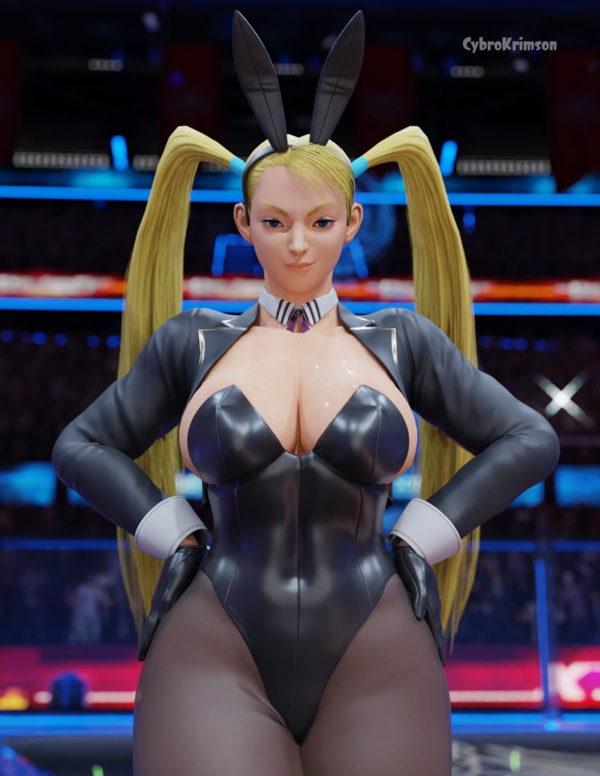 3d big_breasts blender blonde_hair bunny_ears bunnysuit cleavage cybrokrimson large_breasts rainbow_mika street_fighter street_fighter_v thick_thighs twintails wide_hips