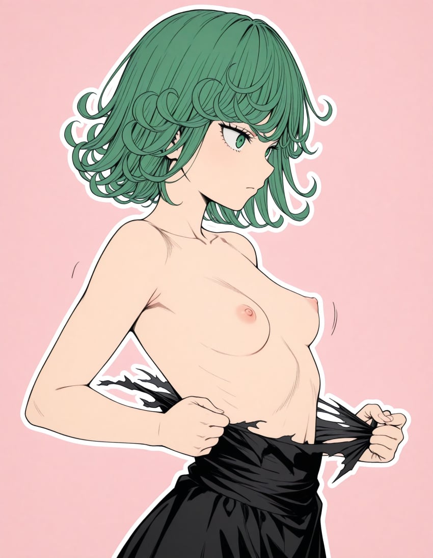 2024 ai_generated flashing_breasts nipples one-punch_man small_breasts tagme tatsumaki torn_clothes utamaru