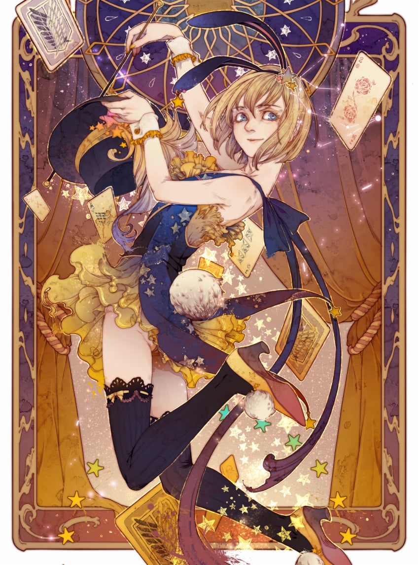 1boy 1femboy akai_kamoshi armin_arlert art_nouveau ass ass_peek ass_visible_through_clothes ass_visible_under_skirt attack_on_titan background background_pattern bare_shoulders big_ass border bunny_boy bunny_costume bunny_ears bunny_tail bunnysuit butt_crack card cards constellation cuff_links curtains curvy curvy_ass curvy_body curvy_femboy curvy_figure curvy_hips curvy_male curvy_thighs cute_male detailed_background exposed_shoulders fake_animal_ears fake_ears fake_rabbit_ears fake_tail femboy frilled_dress frilled_skirt frilled_wrist_cuffs frills fully_clothed heels high_heels hips jumping kneepits lace lace_trim looking_at_viewer magic magic_wand magician male male_focus male_only male_playboy_bunny midair nail_polish otoko_no_ko panties panties_visible panties_visible_through_clothing panties_visible_under_skirt pantyhose performance playboy_bunny playful playful_smile playing_card playing_cards ribbon ribbons rope seductive seductive_body seductive_eyes seductive_gaze seductive_look seductive_mouth seductive_pose seductive_smile shingeki_no_kyojin skirt smile smiling smiling_at_viewer solo solo_focus stage stage_curtains star stars suspended_in_midair tasteful thick_ass thick_hips thick_legs thick_thighs thigh_high_socks thigh_highs thighhighs thighs top_hat topwear twink upskirt usamin vest wand wide_hips wrist_cuffs yaoi