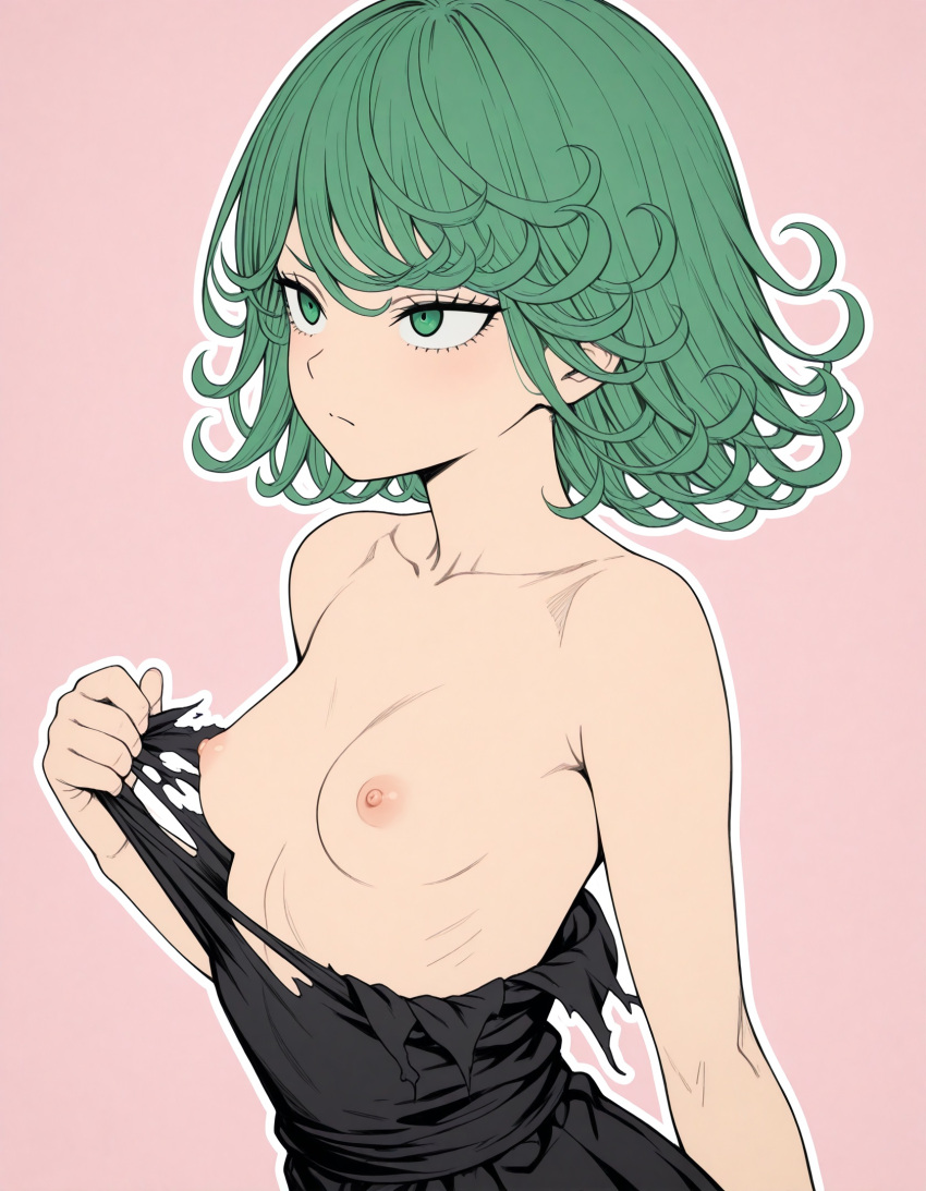 2024 ai_generated flashing_breasts nipples one-punch_man small_breasts tagme tatsumaki torn_clothes utamaru