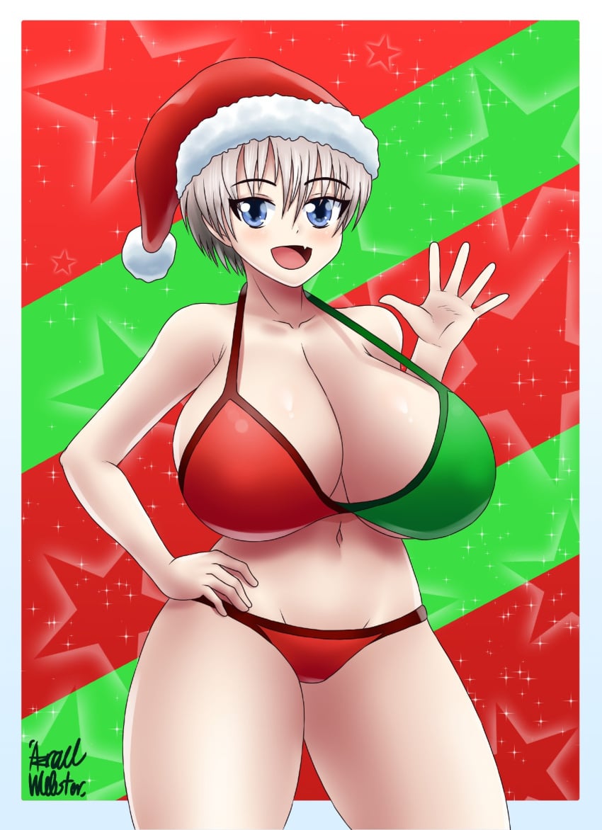 1girls christmas huge_breasts looking_at_viewer smile tagme uzaki-chan_wa_asobitai! uzaki_hana