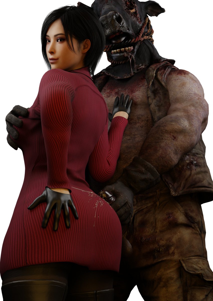 1female 3d ada_wong asian asian_female black_hair cum cum_on_body female lamon male monster netorare ntr resident_evil resident_evil_4_remake