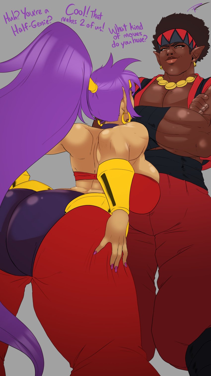 1boy 1girls comic comic_page dark-skinned_female dark-skinned_male dark_skin fakeryway female genie male oc page_1 pleasure_castle shantae shantae_(character) tagme