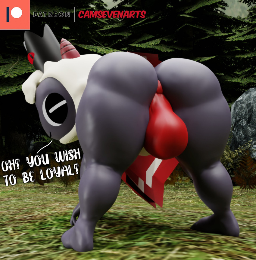 1boy 3d anthro balls ballsack camseven cult_of_the_lamb lamb_(cult_of_the_lamb) male male_only non-human red_crown_(cult_of_the_lamb) tagme text toony