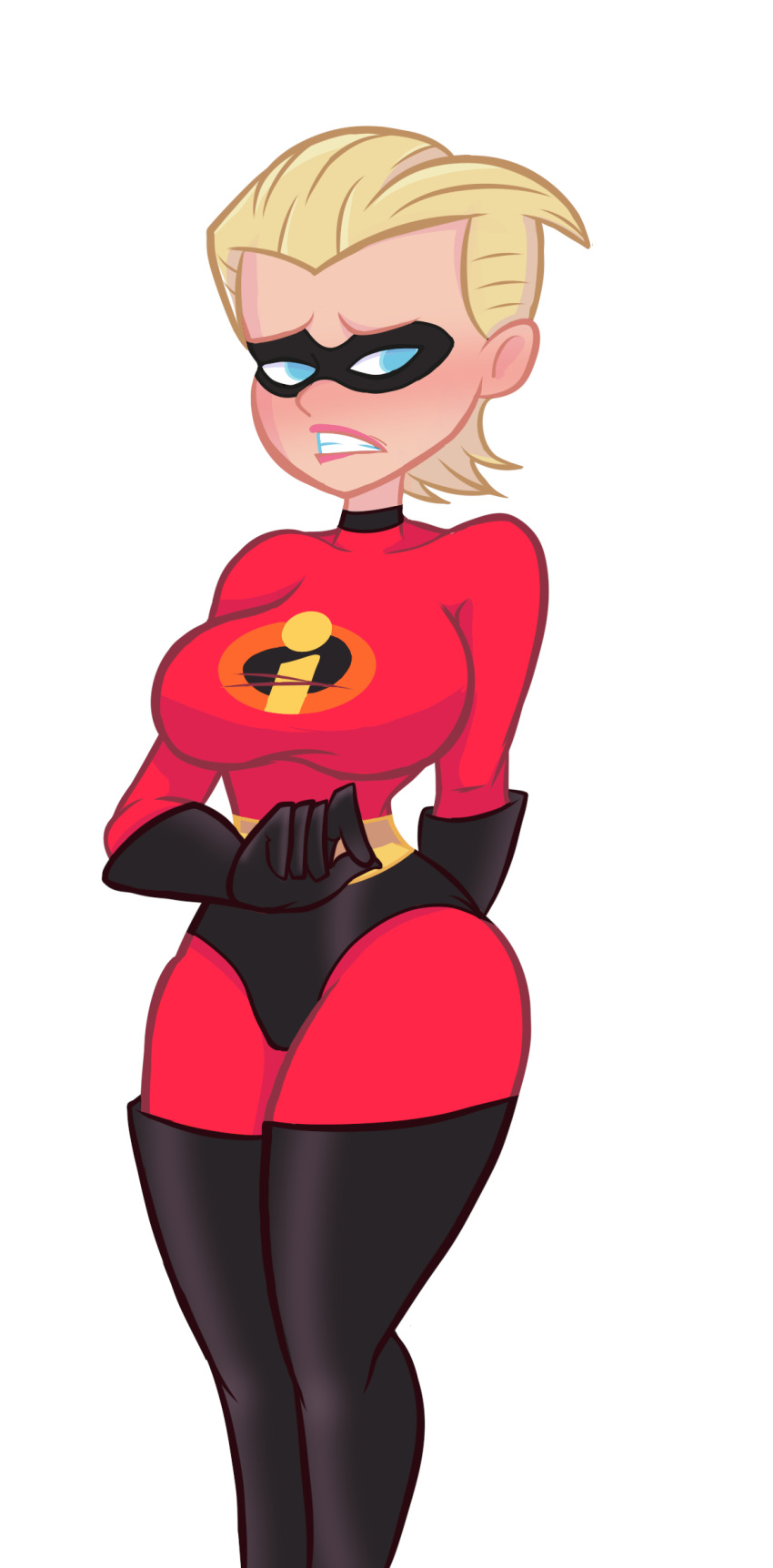 1girls aged_up big_ass big_breasts big_butt blonde_hair blue_eyes blush dash_parr dashette_parr female female_only genderswap genderswap_(mtf) high_res human human_only light-skinned_female light_skin rule_63 solo superspecter85 the_incredibles white_background