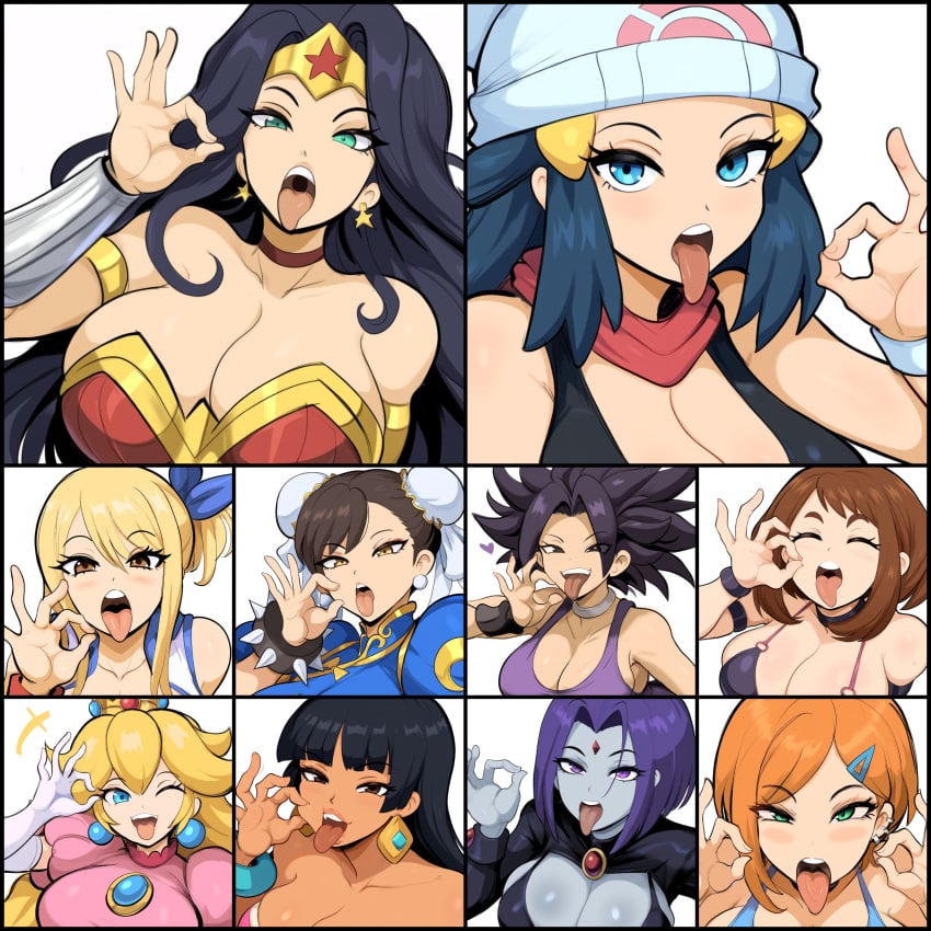 10girls 2024 2d 2d_(artwork) ai_generated alien alien_girl amazon amazonian ben_10 black_hair blonde_hair blue_eyes brown_hair caulifla chel_(the_road_to_el_dorado) chinese chinese_clothes chun-li cleavage closed_eyes collage crossover crown dark-skinned_female dark_skin dawn_(pokemon) dc dc_comics dragon_ball dragon_ball_super dreamworks dress eastern_and_western_character facing_viewer fairy_tail fellatio_gesture female green_eyes grey_body gwen_tennyson hat inviting_to_sex large_breasts looking_at_viewer lucy_heartfilia mario_(series) mayan mullon multiple_girls my_hero_academia nintendo novelai ochako_uraraka open_mouth orange_hair pokemon pokemon_dppt princess princess_peach raven_(dc) saiyan scarf street_fighter suggestive suggestive_gesture superheroine tagme tongue uraraka_ochako wonder_woman wonder_woman_(series)