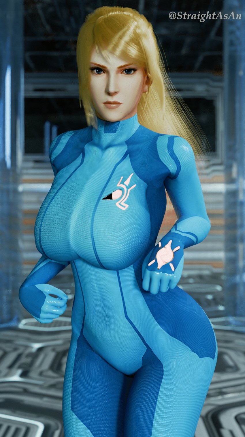 3d 9:16 animated big_ass big_breasts blonde_hair bodysuit expressionless hourglass_figure huge_breasts large_breasts light-skinned_female looking_at_viewer metroid metroid_other_m nintendo ponytail samus_aran shaking_breasts slim_waist solo straightasan voluptuous wide_hips zero_suit_samus