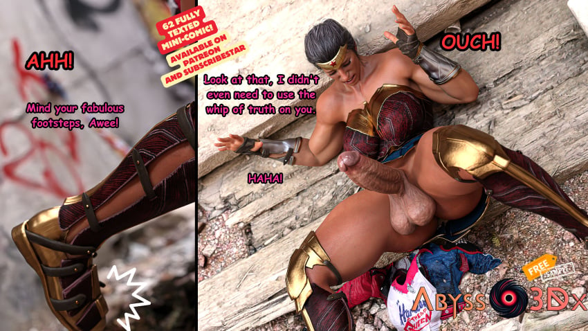 3d athletic_futanari baseball_bat big_balls big_breasts big_penis clothed clothing comic comic_panel dc dc_comics diana_prince dickgirl futanari harleen_quinzel harley_quinn harley_quinn_(suicide_squad_game) high_resolution huge_breasts huge_cock injustice_2 ladyabysso makeup muscular_futanari olive_skin story suicide_squad suicide_squad:_kill_the_justice_league superheroine tan_skin text text_box text_bubble veiny_penis wonder_woman wonder_woman_(suicide_squad_game)