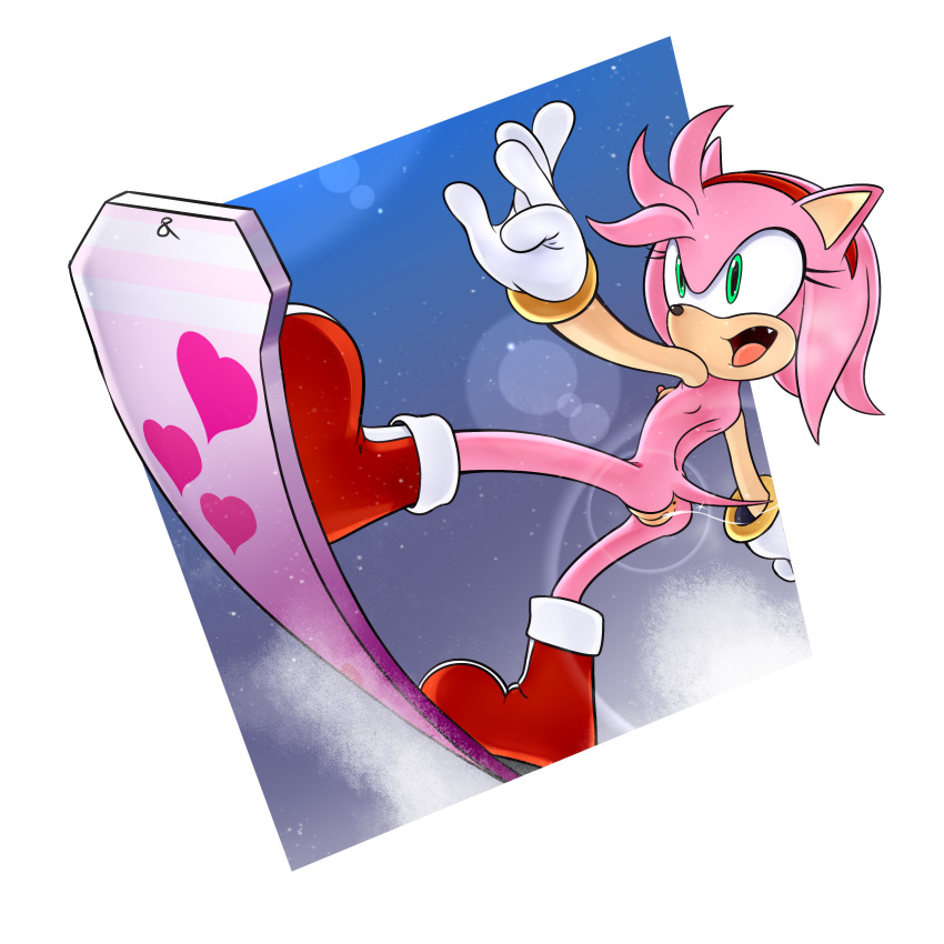 absurd_res amy_rose anthro anus ass bodily_fluids breasts brown_hair casual dripping_pussy eulipotyphlan exposed_torso female footwear genital_fluids genitals hair handwear hedgehog hi_res humanoid mammal nipples nude open_mouth pussy rasenxoru sega small_breasts snowboard solo sonic_(series) sonic_the_hedgehog_(series) vaginal_fluids