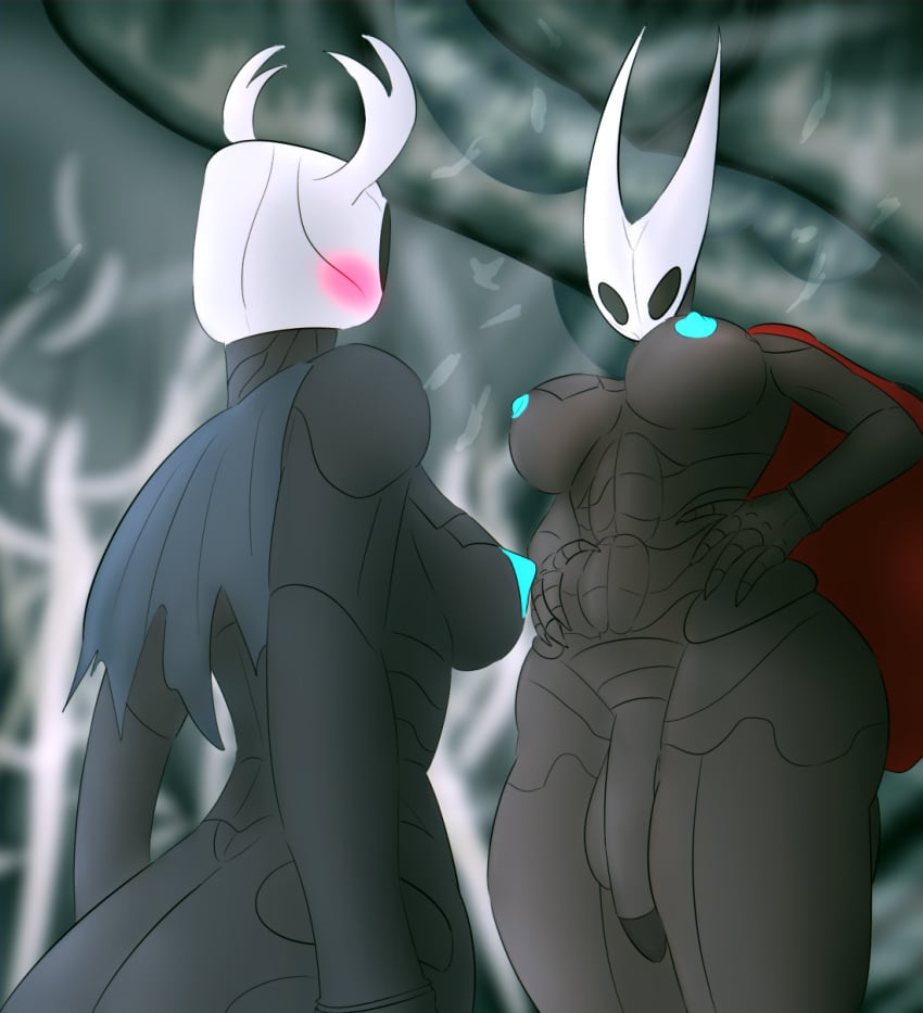 1futa 1girls areola arthropod ass balls battle big_balls big_breasts big_penis black_body blue_areola blue_nipples blue_pussy breasts cloak clothing detailed_background duo female flaccid futanari genderswap genderswap_(itf) genitals gynomorph hands_on_hips hi_res hollow_knight hornet_(hollow_knight) humanoid insects intersex intersex/female long_penis looking_at mantrinrus muscular muscular_futanari nipples nude nude_female pale_skin particles penis pussy rule_63 shorn spine standing team_cherry the_knight_(hollow_knight) white_head wide_hips