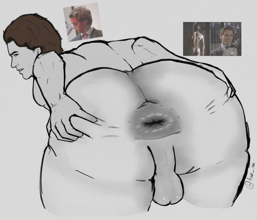 1boy american_psycho anus ass asshole backsack balls bara big_ass big_butt brown_hair butt celebrity christian_bale fae_(artist) fat_ass fat_butt huge_ass huge_butt looking_back male male_only naked patrick_bateman presenting_anus real_person reference_image sketch solo spread_anus spread_ass spread_butt spreading thick_ass thick_butt