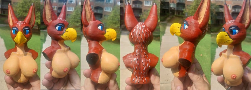 3d_print anthro areolae avian_humanoid big_breasts bird_girl bust griffon gryphon guodzilla nipples torso_only