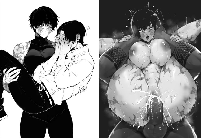 1boy 1girls 2d 2d_(artwork) ahe_gao ahegao areolae ass balls before_and_after big_ass big_penis bodily_fluids breasts burn_scar carrying carrying_partner cheating cheating_girlfriend commission completely_nude creampie cum cum_drip cum_in_pussy cum_inside dark-skinned_male dark_skin drooling duo edit eyes_rolling_back faceless_male female female_focus female_orgasm fucked_silly full_nelson heart interracial jujutsu_kaisen juxtaposition large_breasts light-skinned_female light_skin male masoq095 monochrome navel netorare nipples ntr nude nude_female nude_male oc_x_canon open_mouth orgasm partial_male penis pussy pussy_juice pussy_juice_drip rolling_eyes rough_sex saliva scar scars scars_all_over sex shiny_skin short_hair standing standing_sex steam steaming_body straight sweat sweatdrop testicles thick thick_ass thick_thighs thighs tongue tongue_out vaginal_penetration veiny_penis yuta_okkotsu zenin_maki