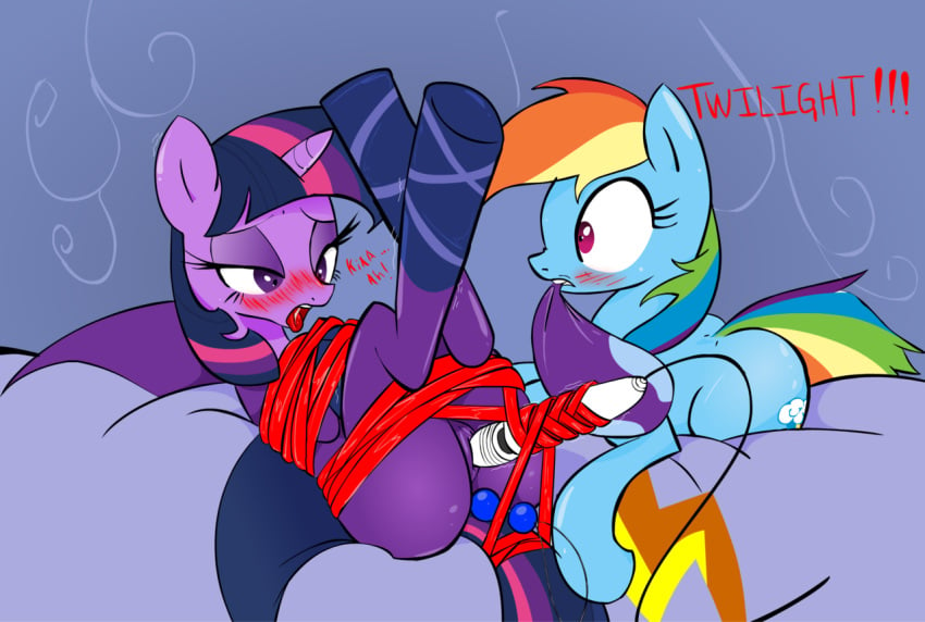 2012 anal_beads ass blush bondage bound cape clothing cutie_mark equine female friendship_is_magic hair horn horse long_hair multicolored_hair my_little_pony open_mouth pegasus pony purple_eyes rainbow_dash_(mlp) rainbow_hair saliva sex_toy straight_hair tongue tongue_out twilight_sparkle_(mlp) unicorn vibrator wings yuri zev