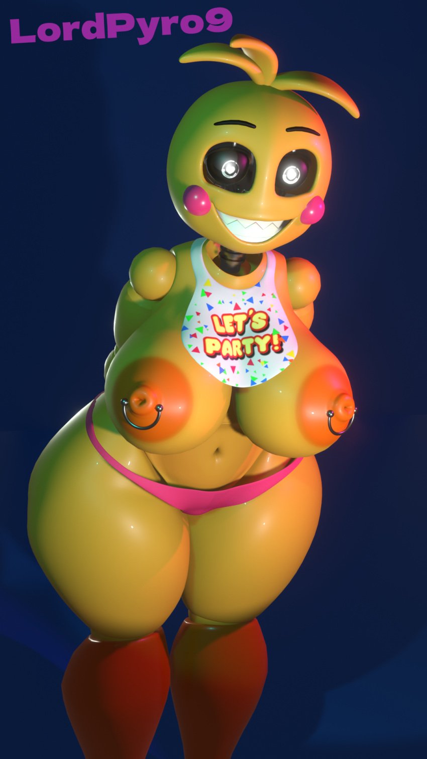 1girls 3d 3d_(artwork) 3d_model animatronic animatronic_female chicken female five_nights_at_freddy's five_nights_at_freddy's_2 lordpyro9 nipple_piercing nipples robot scottgames toy_chica_(fnaf) toy_chica_(love_taste)