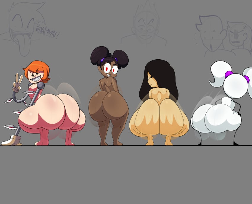 4girls aged_up alternate_version_at_source alternate_version_available ass ass_clapping barefoot bed big_ass big_breasts big_butt black_hair black_panties bubble_ass bubble_butt buddy_armstrong clap clapping clapping_ass clapping_buttocks clapping_cheeks commission commission_art completely_nude completely_nude_female cutie_pants_girl cybernetic_arm cybernetic_limb cybernetics cyborg dark-skinned_female dark_skin dat_ass doxxie_(bbpanzu) dumptruck_ass dumptruck_butt english_text fat_ass female female_only female_protagonist flat_chest flat_chested friday_night_funkin friday_night_funkin_mod full_body gloves grey_background grinning huge_ass hyper hyper_ass hyper_butt la_sandia light-skinned_female light_skin lisa_(series) lisa_the_joyful lisa_the_painful looking_at_viewer looking_back mob_face movement_lines multiple_girls naked naked_female naughty_face newgrounds nude nude_female orange_hair peace_sign peacock_(skullgirls) red_eyes robotic_arm rubber_gloves sharp_teeth simple_coloring simple_shading skullgirls smile smiling smug smug_face smug_grin squatting stickman text the_fancy_pants_adventures thick_ass thick_thighs tiptoes twerk twerking wide_hips