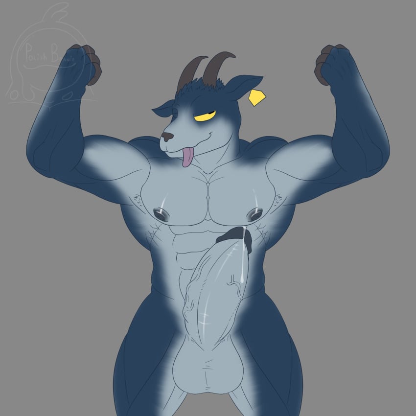 abs anthro balls biceps bovid caprine casual_erection digital_media_(artwork) epic_games erection fortnite fur genitals goat hi_res horn humanoid_genitalia humanoid_hands humanoid_penis male mammal manly muscular muscular_anthro muscular_male navel nipples nude pecs penis polishbonnie smile solo