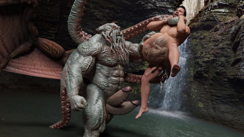 3d animal_humanoid antaresmultiverse balls big_belly cephalopod coleoid cthulhu cthulhu_mythos decapodiform deity genitals h.p._lovecraft hi_res human humanoid internal literature male male/male mammal marine membrane_(anatomy) membranous_wings mollusk mollusk_humanoid muscular muscular_humanoid muscular_male mythology penis pregnant pregnant_male public_domain size_difference squid tentacle vein veiny_penis wings x-ray