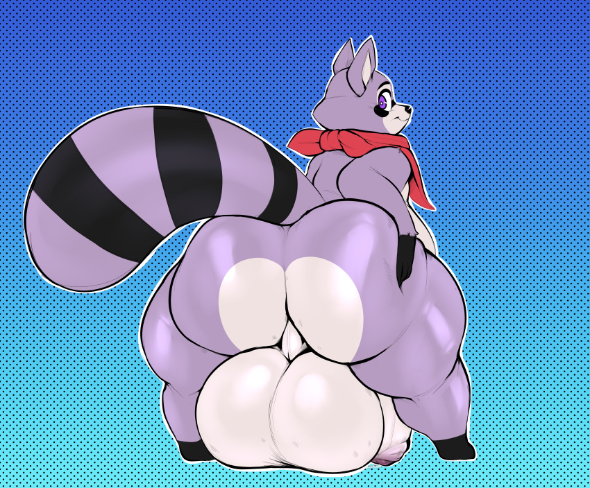 absurd_res anthro ass balls big_balls big_butt big_penis fur genitals heftyotter hi_res huge_balls huge_cock hyper hyper_balls hyper_genitalia hyper_penis indigo_park male mammal penis procyonid raccoon rambley_(indigo_park) solo thick_thighs