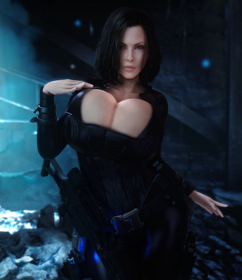 1girls 3d 3d_(artwork) alternate_breast_size ass big_ass big_breasts black_bodysuit black_hair bodysuit bottom_heavy breasts bust busty chest cleavage curvaceous curvy curvy_figure female female_focus female_only female_solo gun hips hourglass_figure huge_ass huge_breasts huge_hips humanoid large_ass large_breasts legs light-skinned_female light_skin mature mature_female open_bodysuit open_clothes selene_(underworld) slim_waist solo solo_female thick thick_hips thick_legs thick_thighs thighs top_heavy underworld vaako vampire vampire_girl vampiress voluptuous waist weapon wide_hips