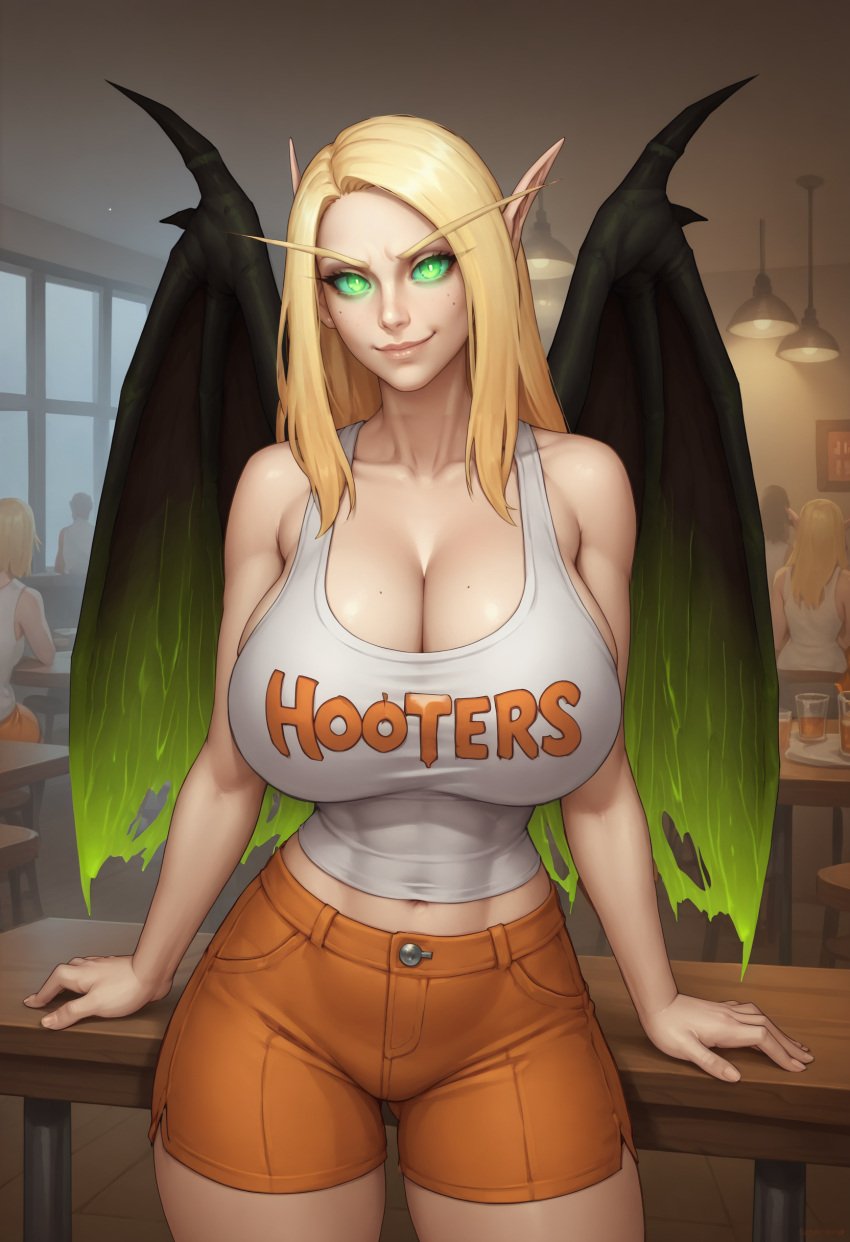 1girls ai_generated blizzard_entertainment blood_elf civitai elf elf_ears elf_female elf_girl female female_focus hooters hooters_uniform interfusor microsoft pointy_ears tagme warcraft warlock warlock_(warcraft) world_of_warcraft