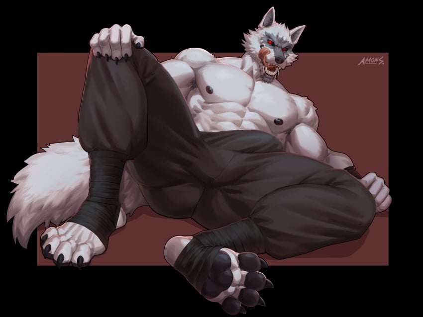 amon-sydonai anthro big_bulge bulge canid canine canis clothing death_(puss_in_boots) dreamworks fur furry male male_nipples male_only mammal muscular_anthro muscular_male nipples puss_in_boots_(dreamworks) puss_in_boots_(film) puss_in_boots_the_last_wish shrek_(series) white_body white_fur wolf