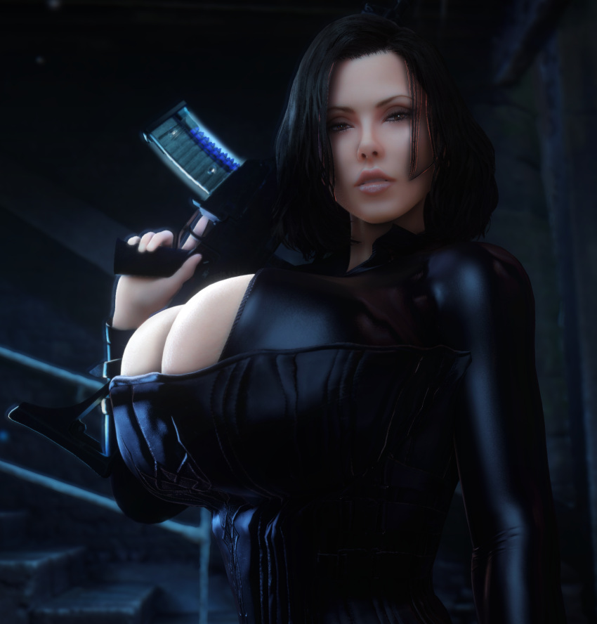 1girls 3d 3d_(artwork) alternate_breast_size ass big_ass big_breasts black_bodysuit black_hair bodysuit bottom_heavy breasts bust busty chest cleavage curvaceous curvy curvy_figure female female_focus female_only female_solo gun hips holding_object holding_weapon hourglass_figure huge_ass huge_breasts huge_hips humanoid large_ass large_breasts legs light-skinned_female light_skin looking_at_viewer mature mature_female open_bodysuit open_clothes selene_(underworld) slim_waist solo solo_female thick thick_hips thick_legs thick_thighs thighs top_heavy underworld vaako vampire vampire_girl vampiress voluptuous waist weapon wide_hips