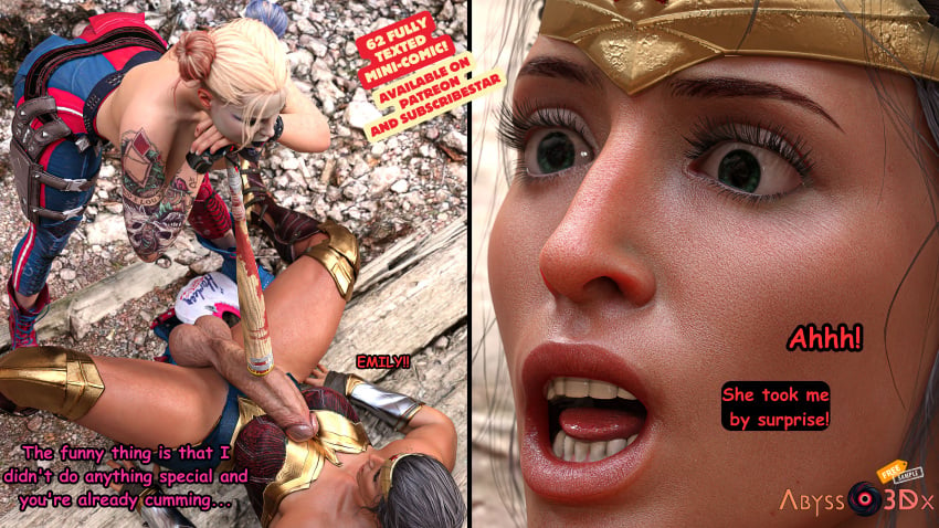 3d amazonian_futa athletic_futanari baseball_bat batman_(series) big_balls big_breasts big_penis clothed clothing comic comic_panel cum dc dc_comics diana_prince dickgirl futa_focus futanari harleen_quinzel harley_quinn harley_quinn_(suicide_squad_game) high_resolution huge_breasts huge_cock ladyabysso makeup muscular_futanari olive_skin rocksteady_studios story suicide_squad suicide_squad:_kill_the_justice_league superheroine tan_skin text text_box text_bubble veiny_penis wonder_woman wonder_woman_(series) wonder_woman_(suicide_squad_game)