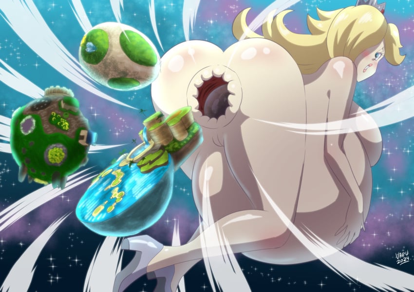 1girls anal_vore female female_only giantess mario_(series) outer_space planet_vore princess_rosalina solo super_mario_galaxy vacuum_anus varu vore