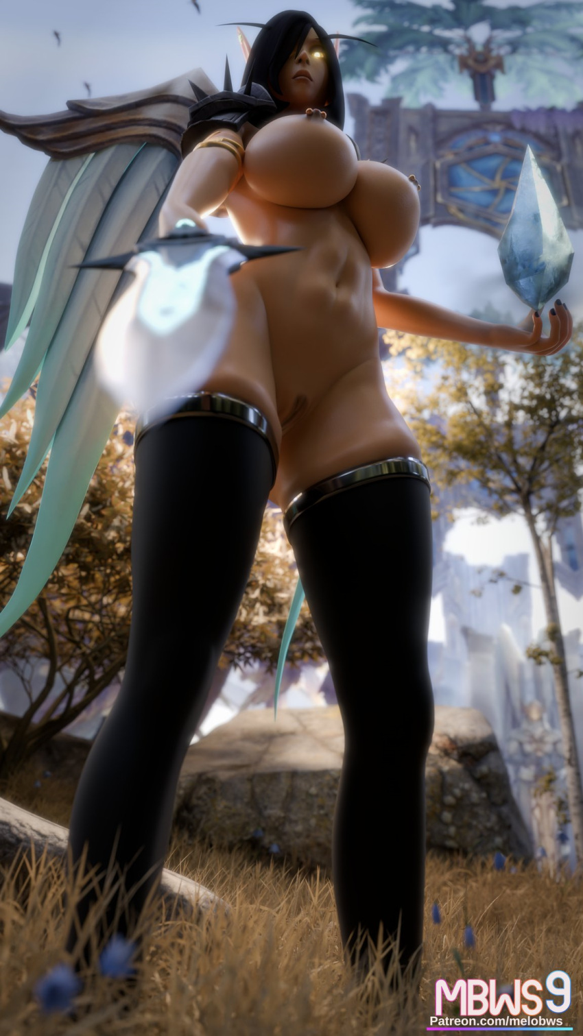 1girls abs athletic athletic_female big_breasts blood_elf breasts busty curvy curvy_body curvy_female curvy_females curvy_figure curvy_hips curvy_thighs dark_hair elf female female female_only hips legs looking_at_viewer meloriss nipple_piercing nipples pale-skinned_female pale_skin pointing_at_viewer pointing_weapon pose posing pussy solo stockings sword thick_thighs thigh_highs thigh_ribbon thigh_ring thighs vagina warcraft wide_hips world_of_warcraft wow yellow_eyes