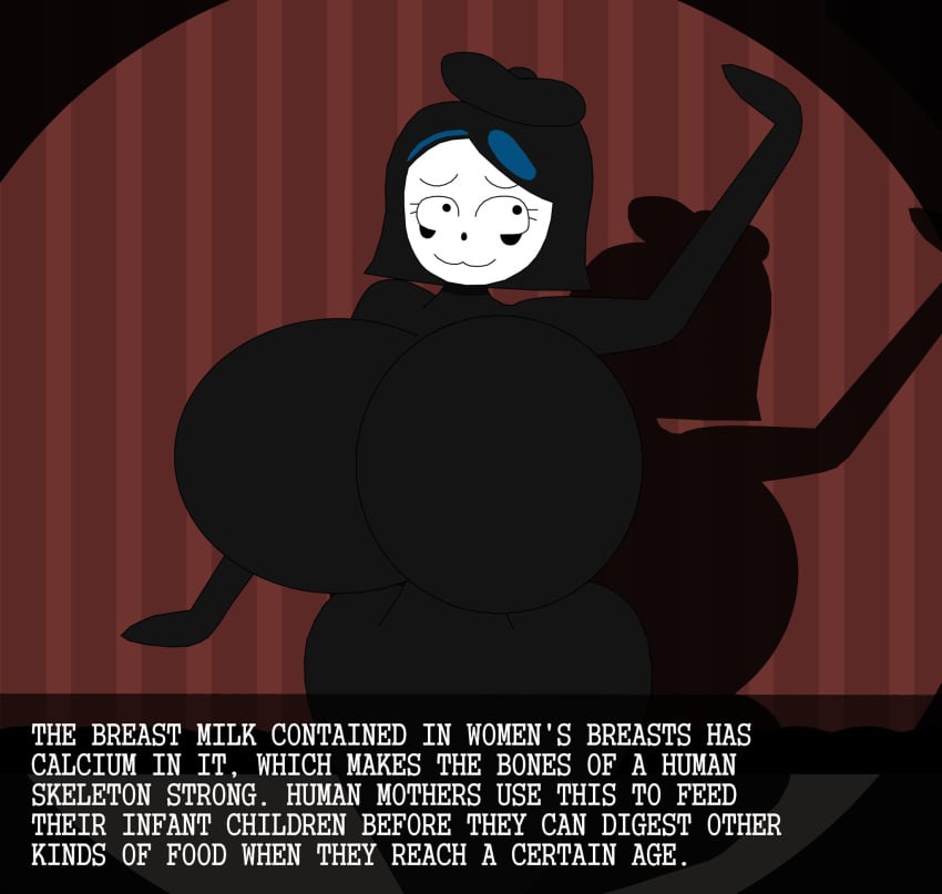 black_outfit bodysuit clothed_female disillusion_st english_text enormous_breasts esme_(disillusion_st) female looking_at_viewer massive_breasts mime text vinesauce_reference