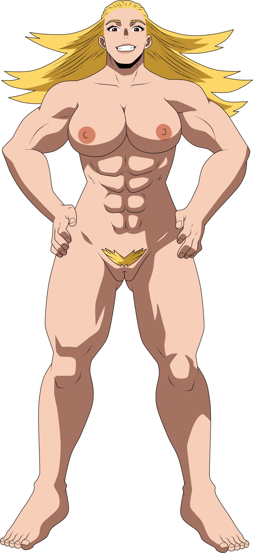 1girls big_breasts blonde_hair boku_no_hero_academia breasts cathleen_bate female female_focus female_only hero lionprideart muscular muscular_female muscular_legs my_hero_academia pussy star_and_stripe_(my_hero_academia) strong_woman thick_thighs transparent_background