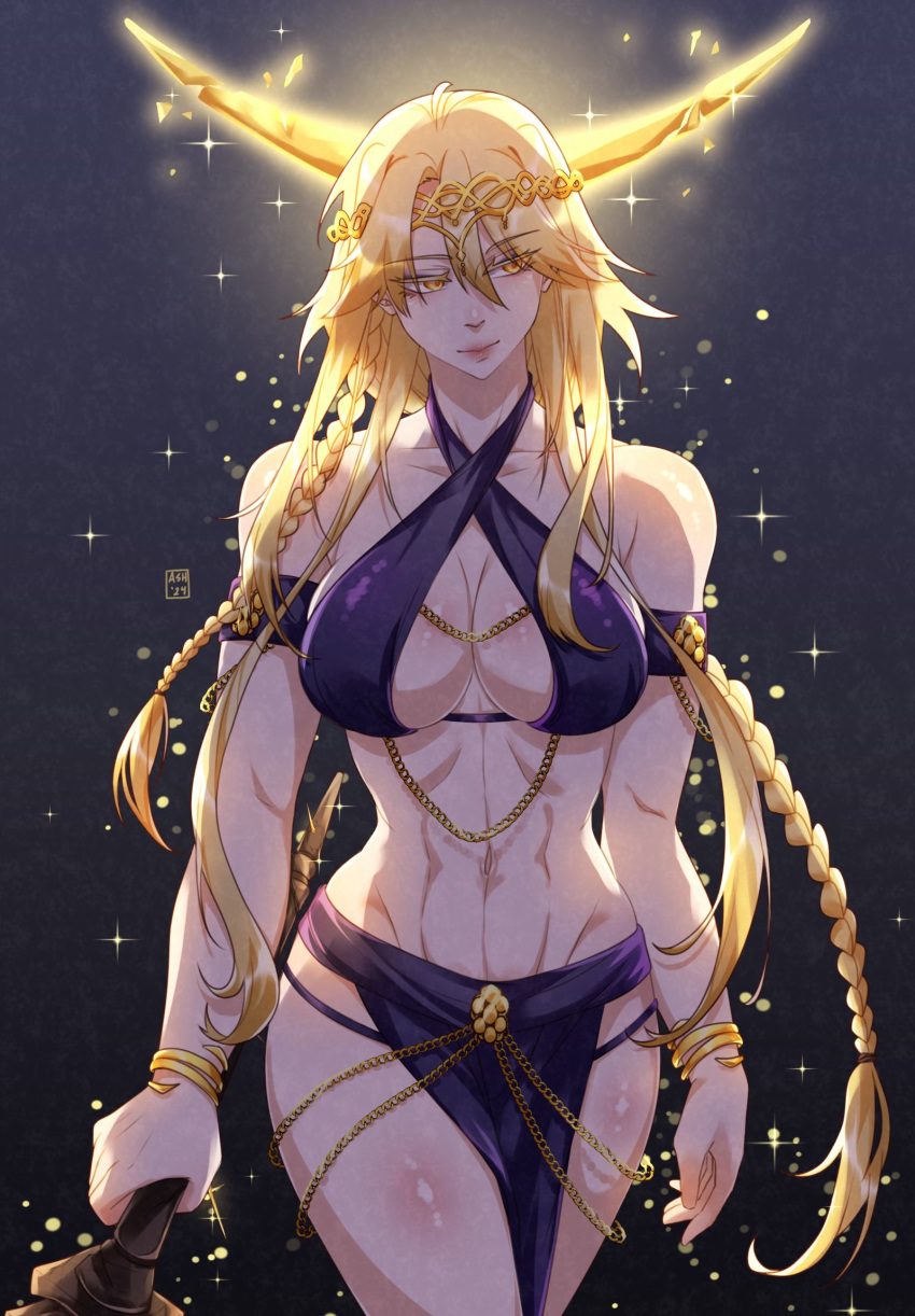 1girls ashartstuffs blonde_hair cleavage deity divinity elden_ring female female_only fromsoftware goddess milf queen_marika_the_eternal thick_thighs wide_hips yomorio_lingerie