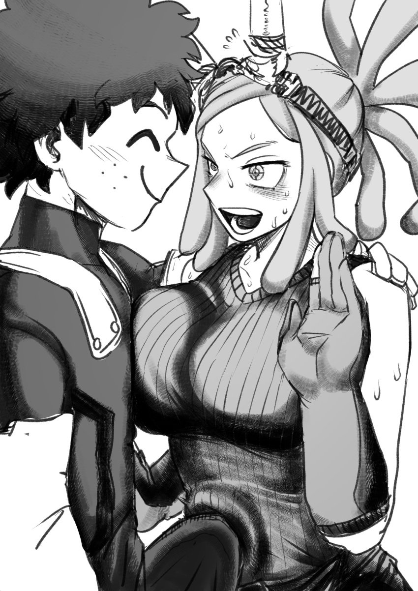 amano44 blush_lines boob_squish breast_press_on_chest deku erection freckles freckles_on_face fully_clothed goggles goggles_on_head hatsume_mei hesitant huge_cock imminent_impregnation imminent_penetration imminent_sex izuku_midoriya large_breasts mei_hatsume my_hero_academia nervous nervous_female nervous_smile nervous_sweating poking_belly poking_stomach poking_tummy poking_with_penis poking_womb pressing_against resistant smiling smiling_at_each_other smiling_at_partner